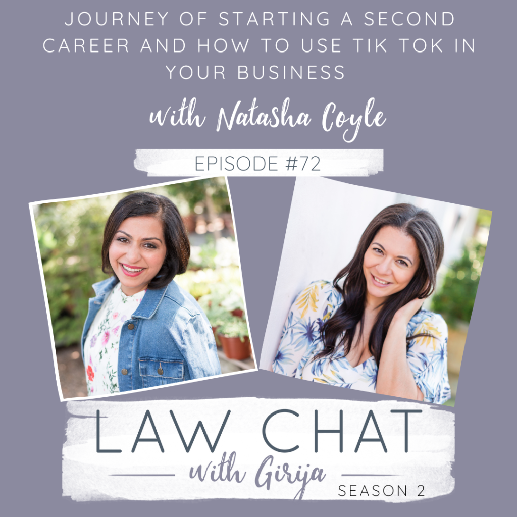 Law Chat with Girija: Natasha Coyle talks about running her small business, dominating Tik Tok, and how to create content for your biz