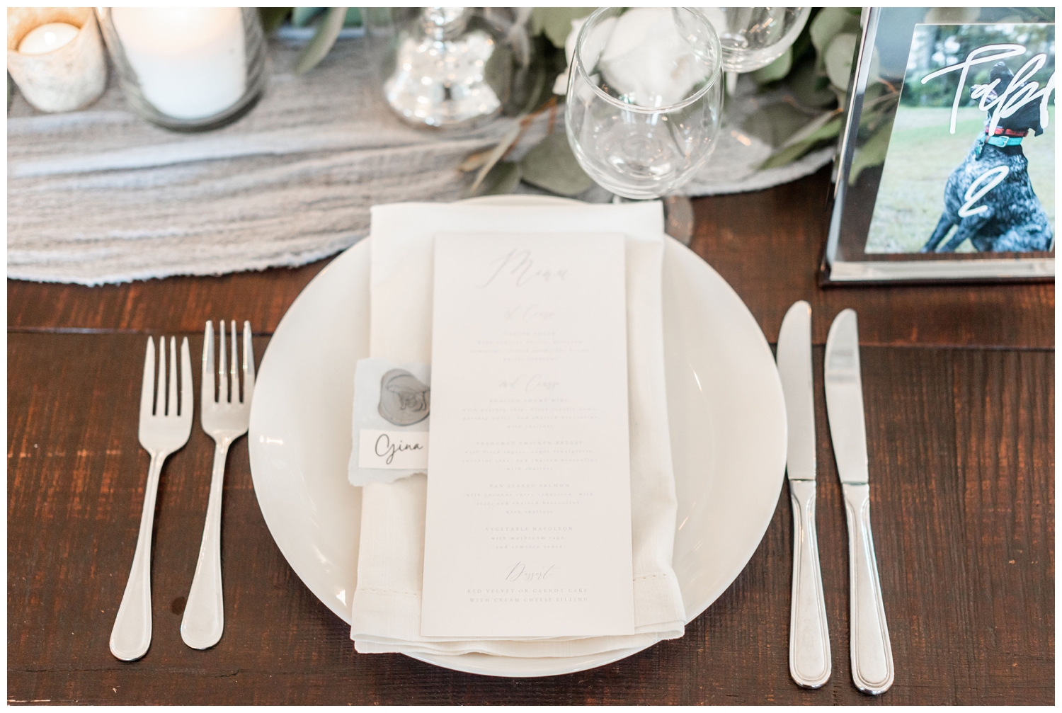 close up of all white place setting