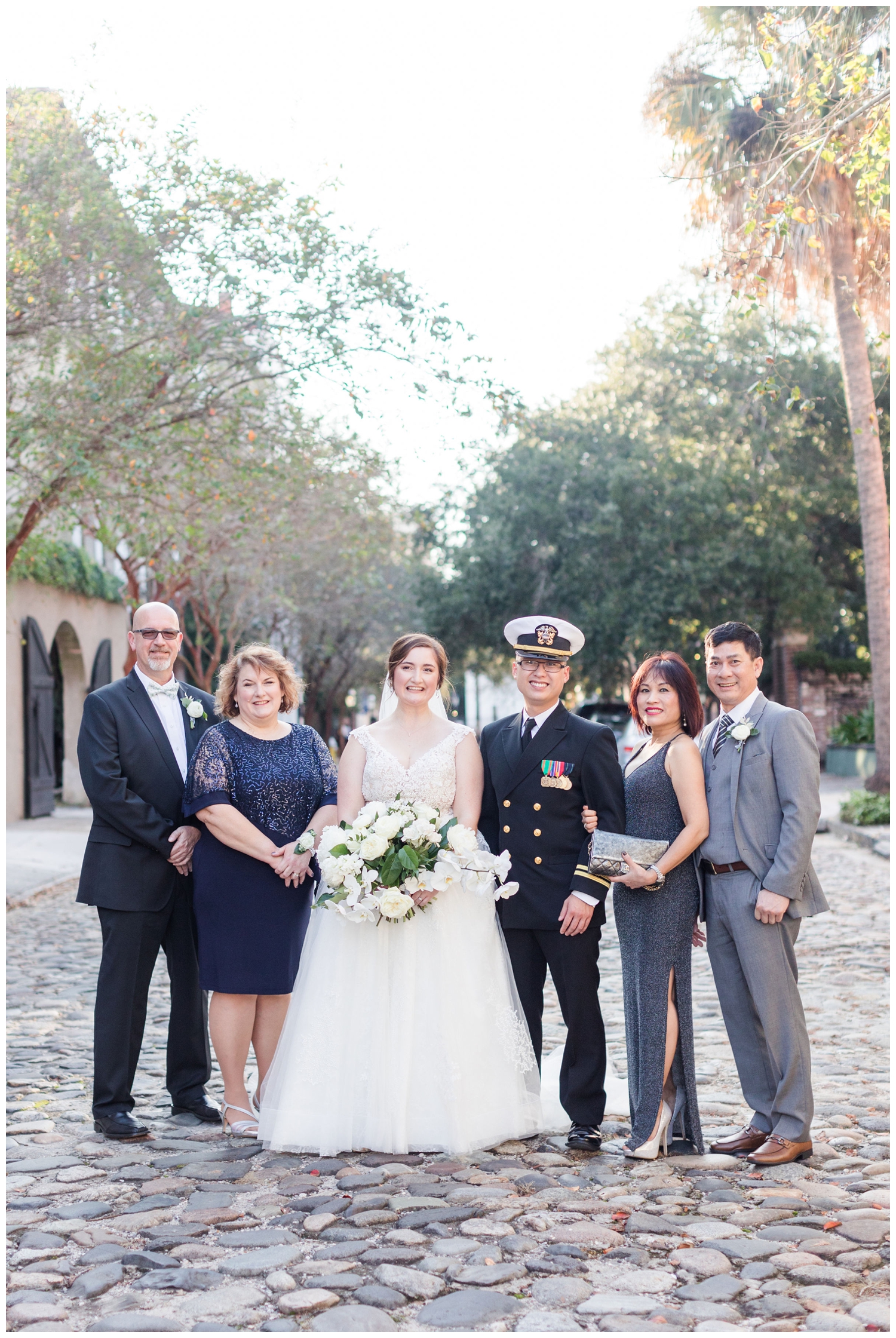 family formals on streets of Charleston
