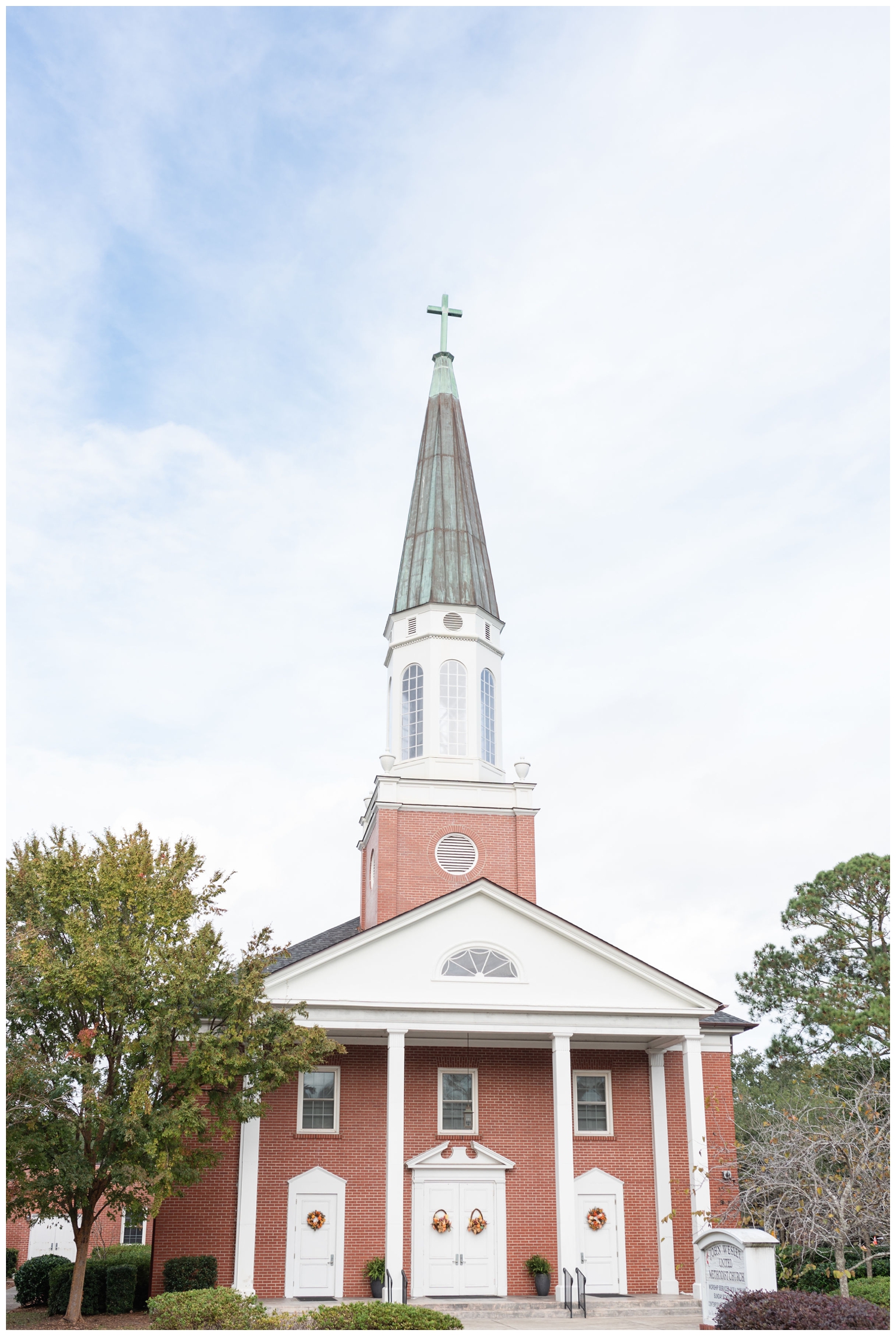 the steeple of John Wesley United Methodist Church