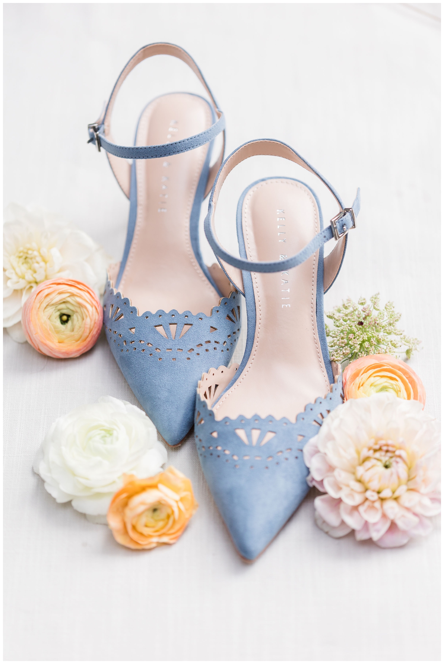 blue wedding shoes with florals