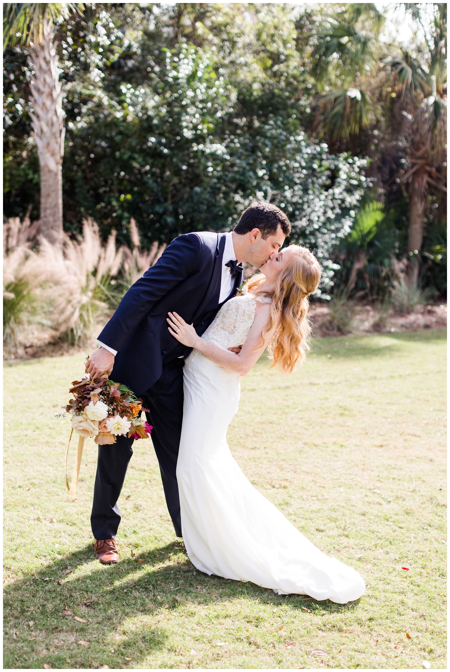 bride and groom portraits outside in Charleston South Carolina