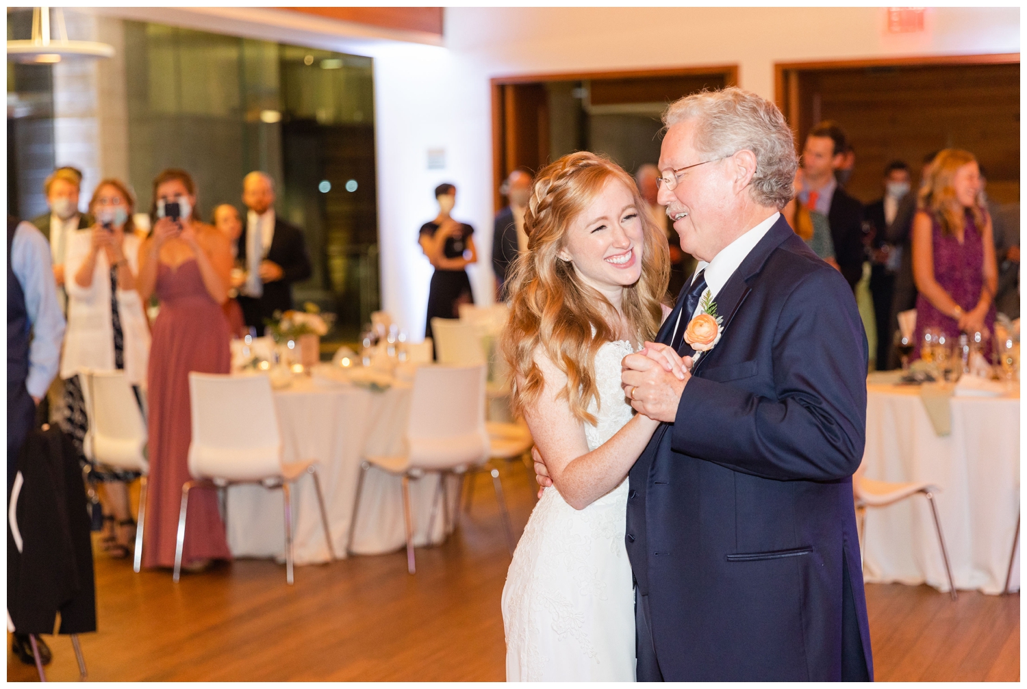 father daughter dance at colorful fall Charleston wedding reception