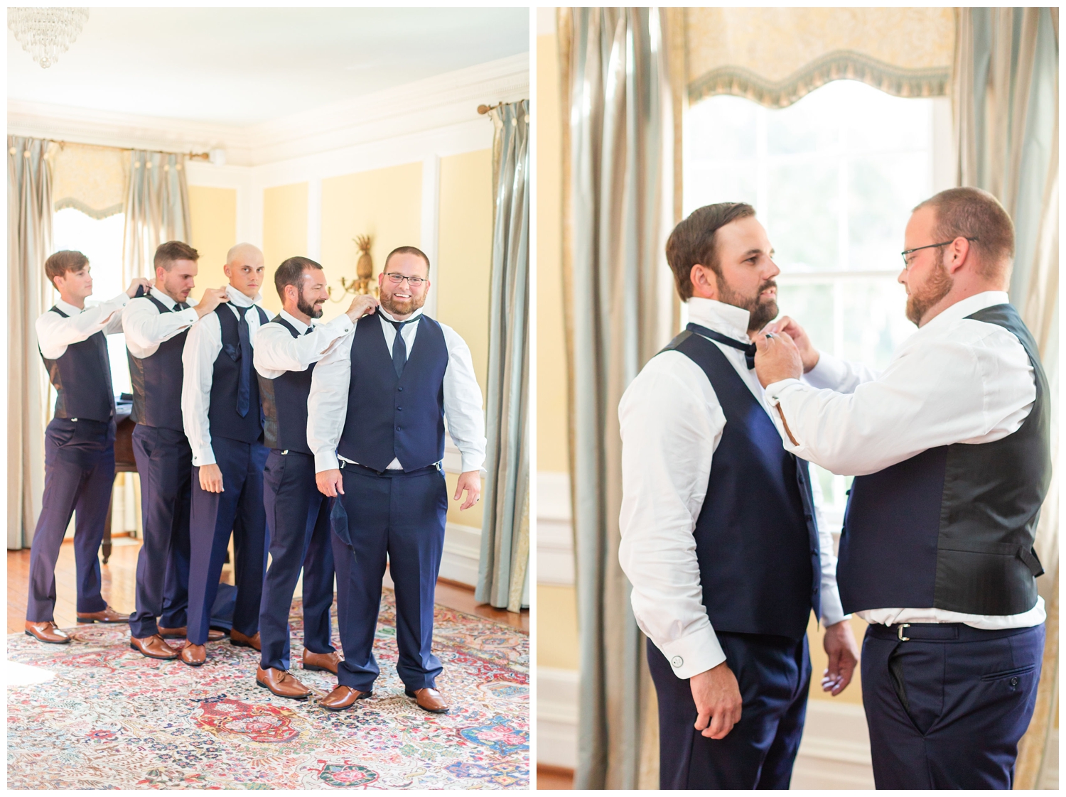 groomsmen getting ready at Legare Waring House