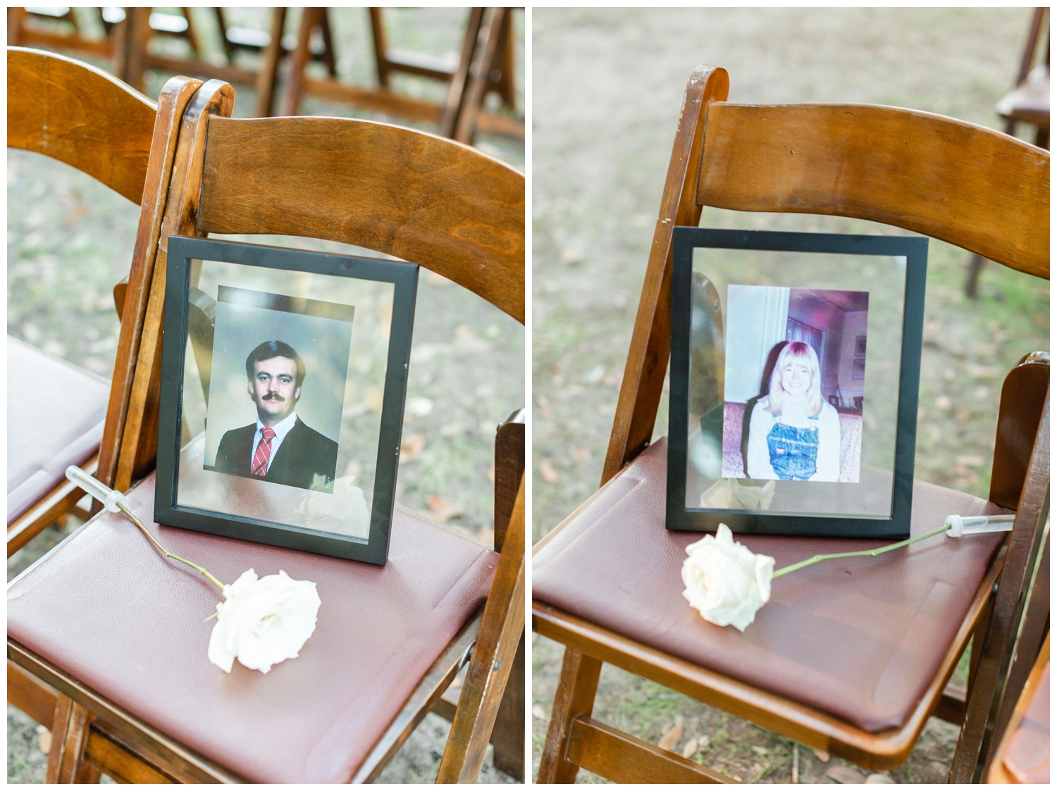 framed portrait on chair at ceremony space