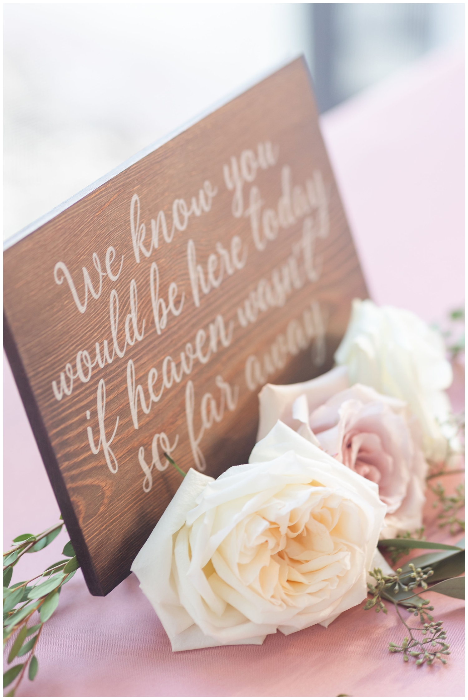 reception sign with florals