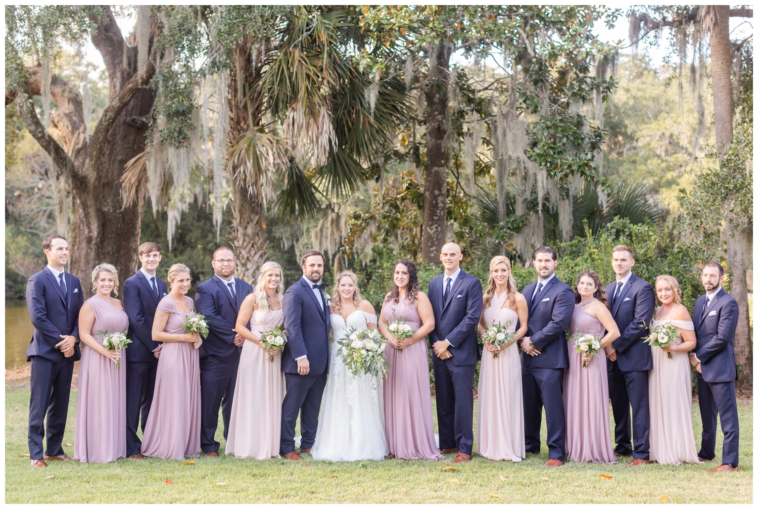 bridal party on the lawn at Legare Waring House