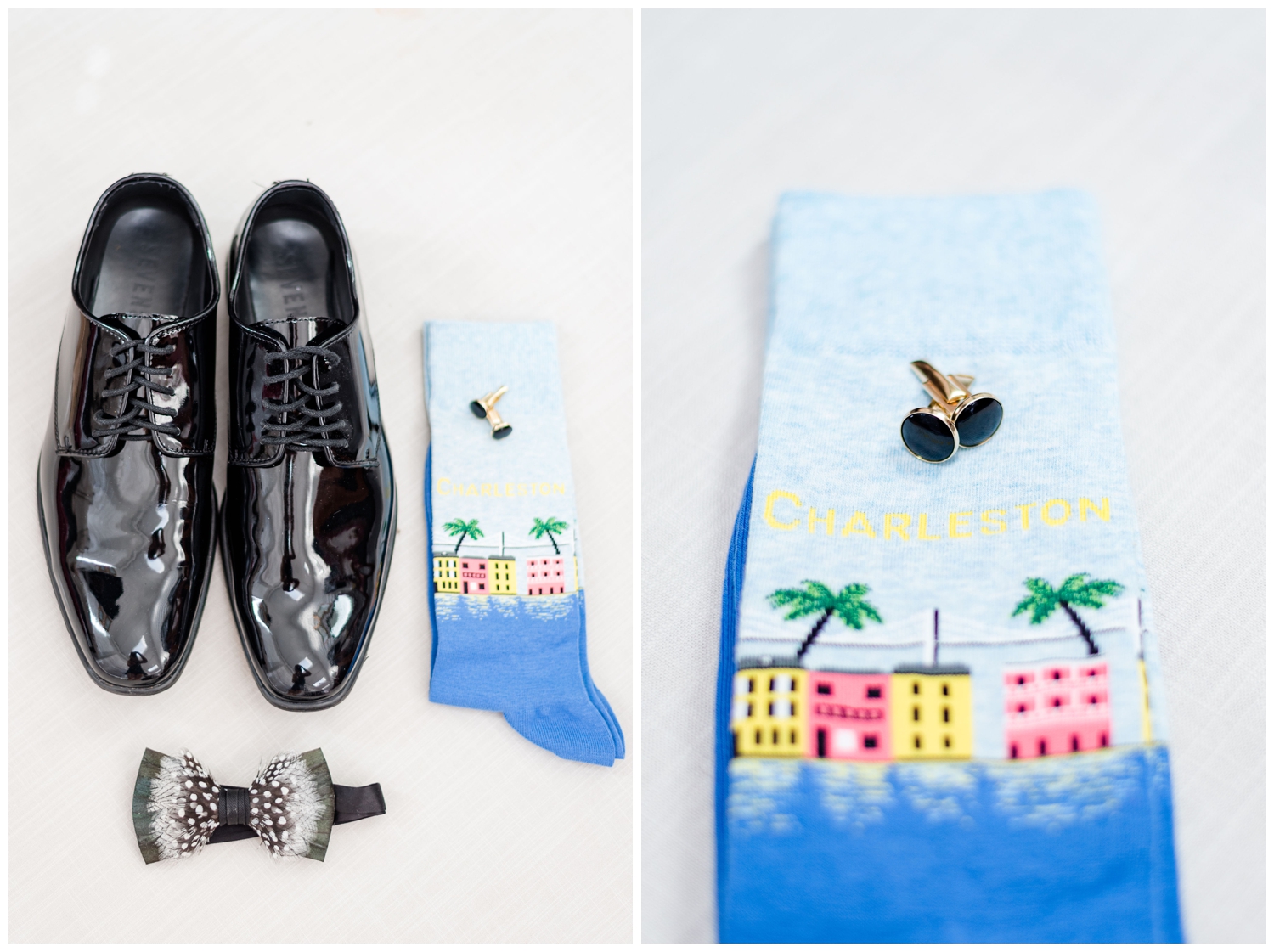 groom black shoes and cufflinks