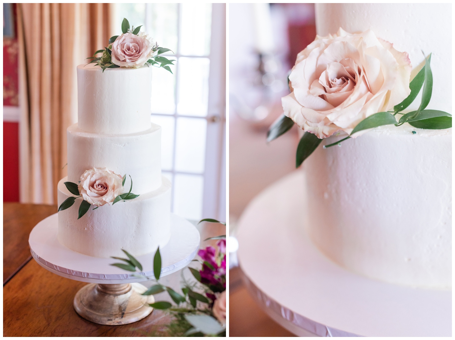 white wedding cake with floral