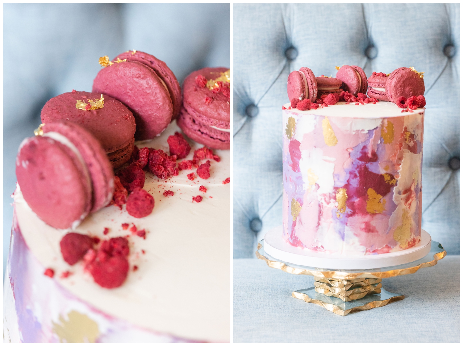 cake with red macaroons