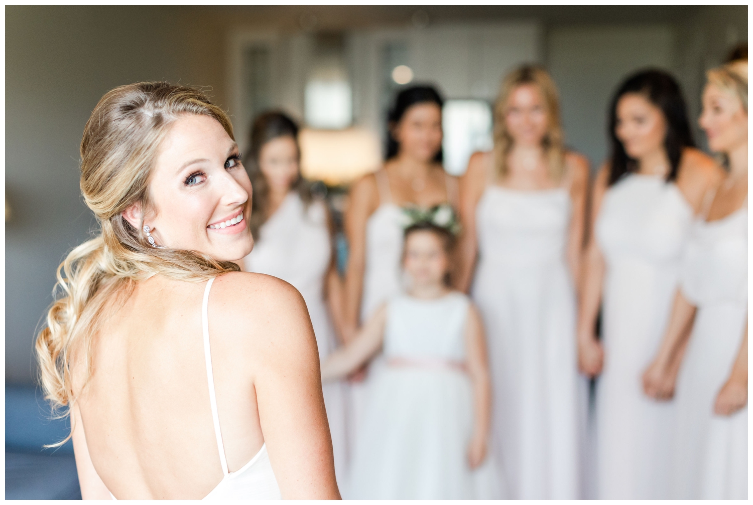 bride reveal with bridesmaids in Hilton Head