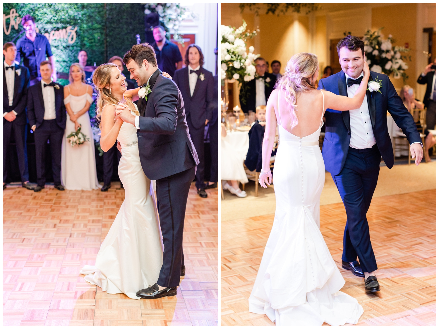 bride and groom dancing at reception at Sea Pines Resort wedding venue