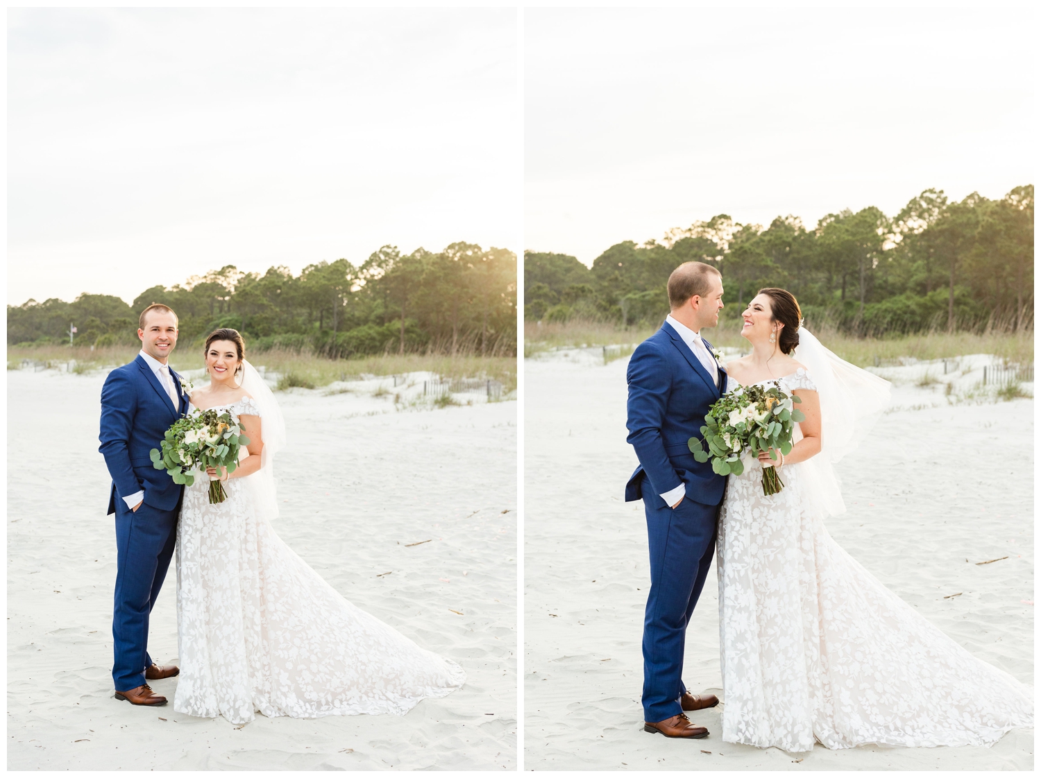 bride and groom portraits on a beach at Hilton Head