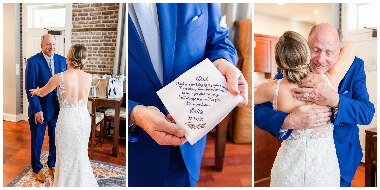 father daughter first look in The Cedar Room Charleston wedding