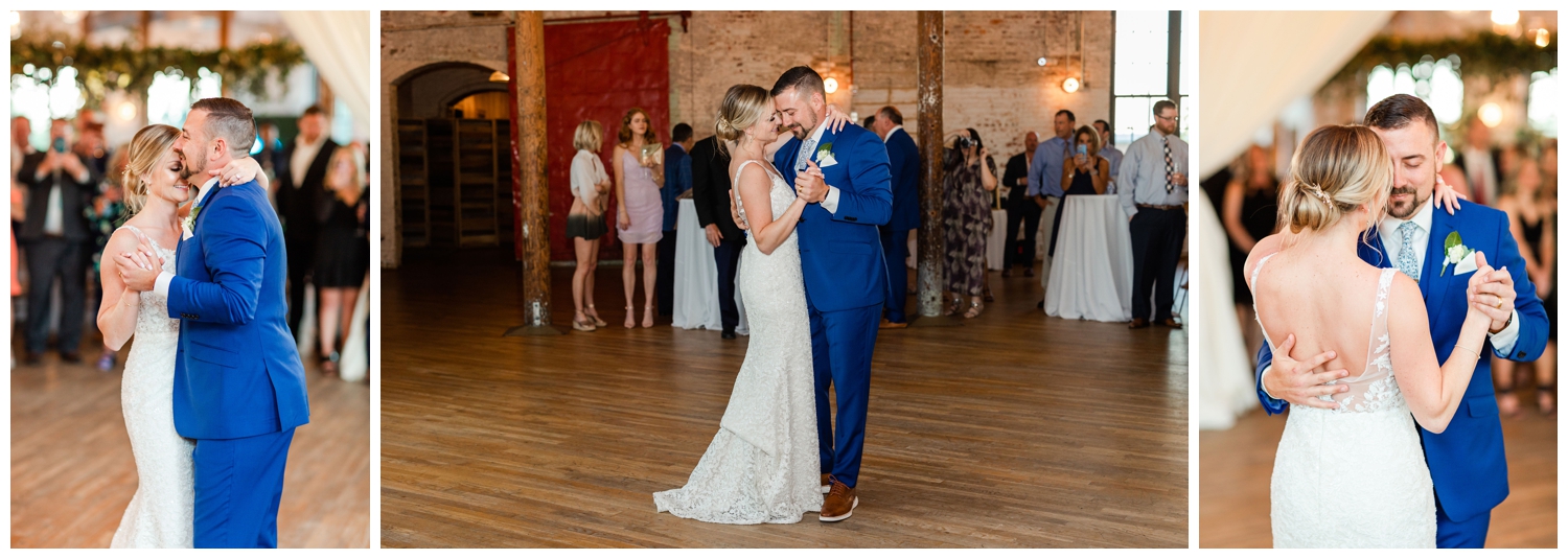bride and groom first dance inside The Cedar Room Charleston Wedding
