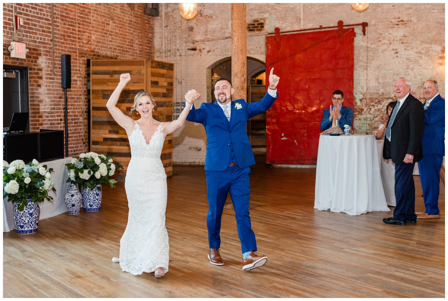 newlywed entrance inside The Cedar Room Charleston Wedding
