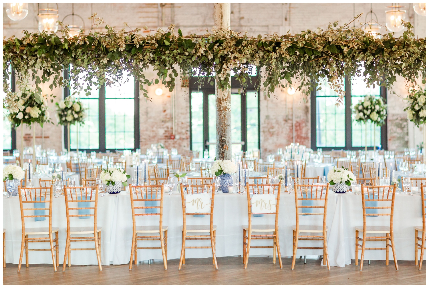 reception space tablescape inside The Cedar Room Charleston Wedding