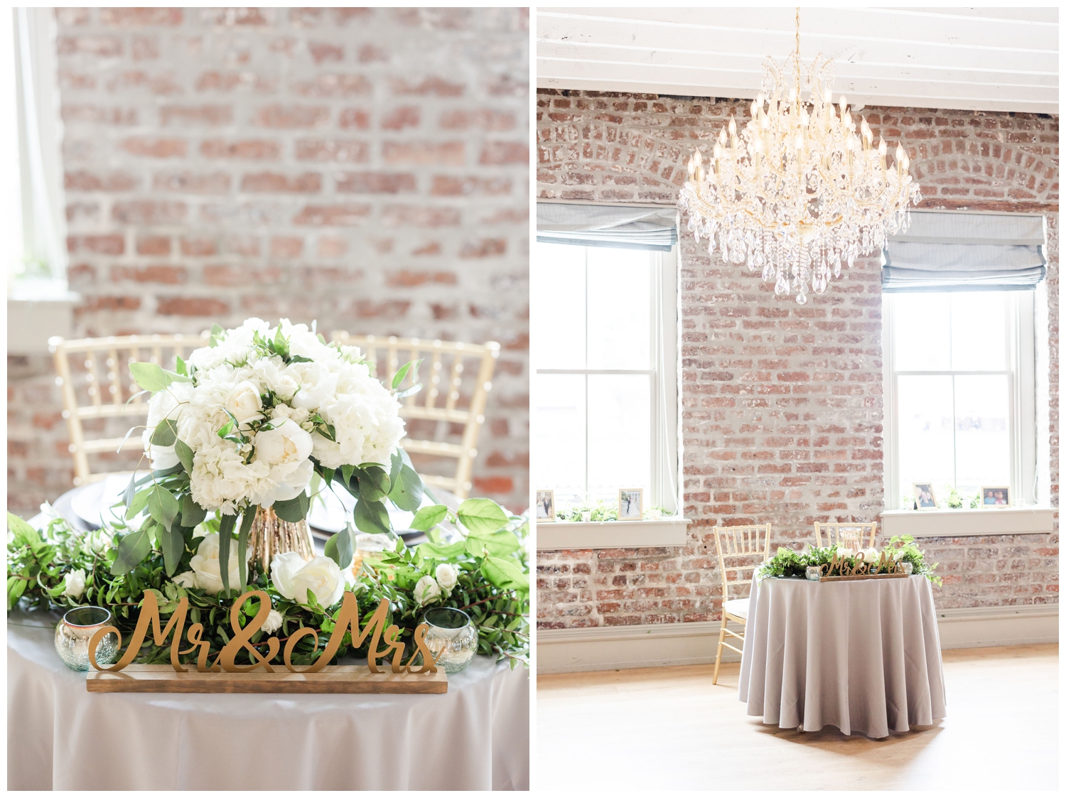 sweetheart table with florals Charleston Merchants Hall Reception