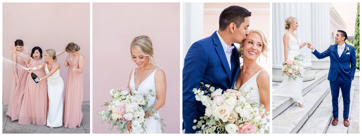 highlight portraits of bride and groom and bridesmaids in Charleston South Carolina