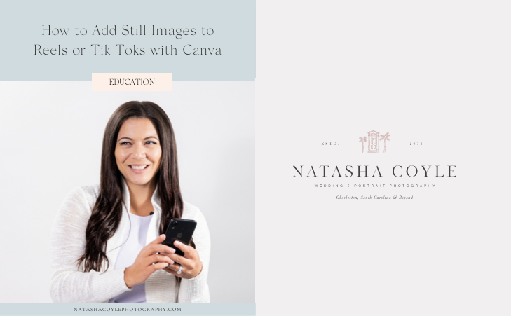How to Add Still Images to Reels with Canva shared by business educator focusing on social media, Natasha Coyle